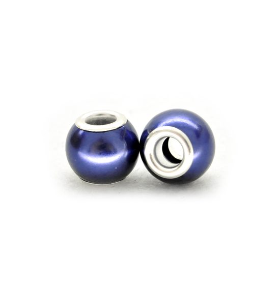 Large hole beads, pastel (2 pieces) 10x12 mm - Night blue